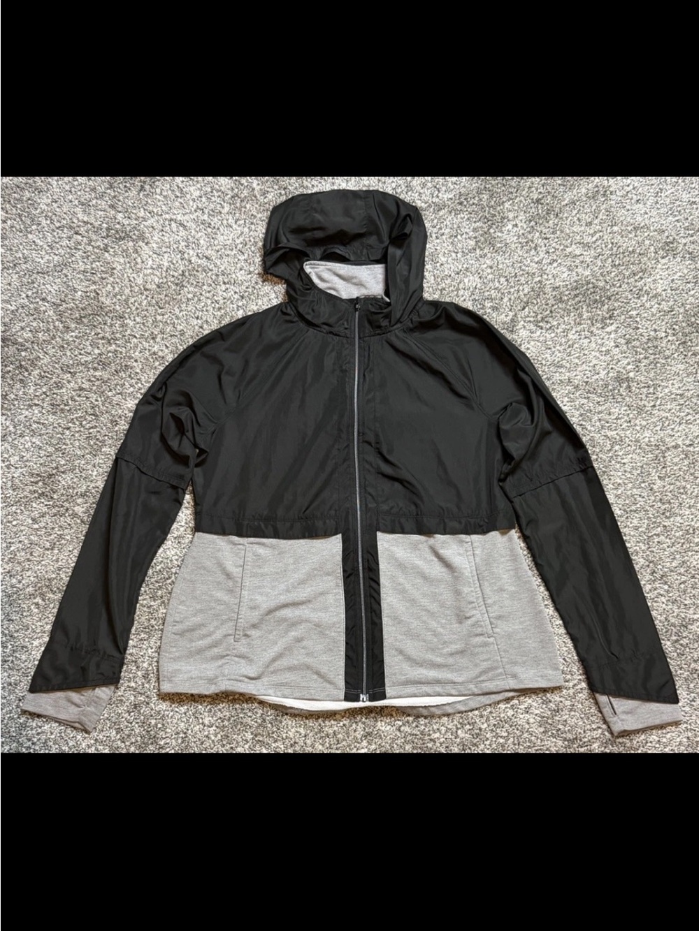 Avia Black and Gray Two-Tone Hooded Utility Jacket - Women's